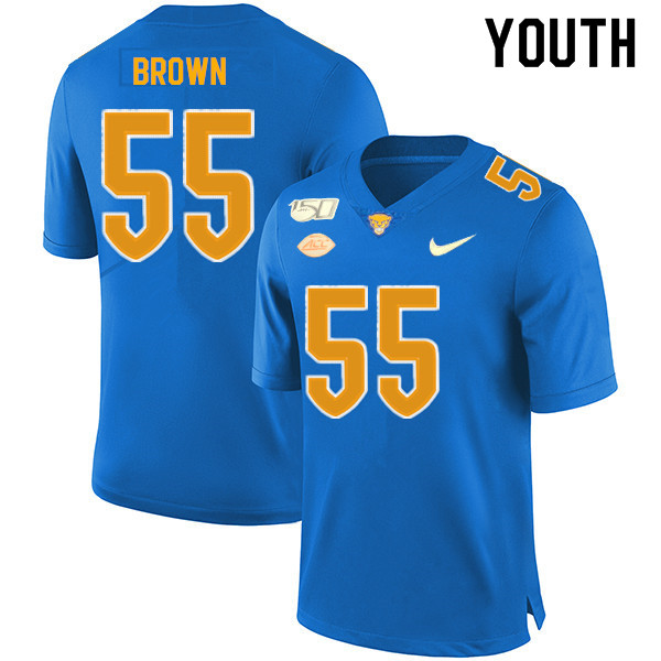 2019 Youth #55 Chase Brown Pitt Panthers College Football Jerseys Sale-Royal